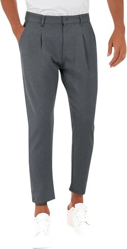 Runcati Mens Slim Fit Dress Pants Business Casual Golf Chino Pants Stretch Pleated Slacks in Saudi Arabia
