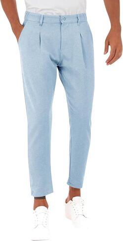 Runcati Mens Slim Fit Dress Pants Business Casual Golf Chino Pants Stretch Pleated Slacks in Saudi Arabia