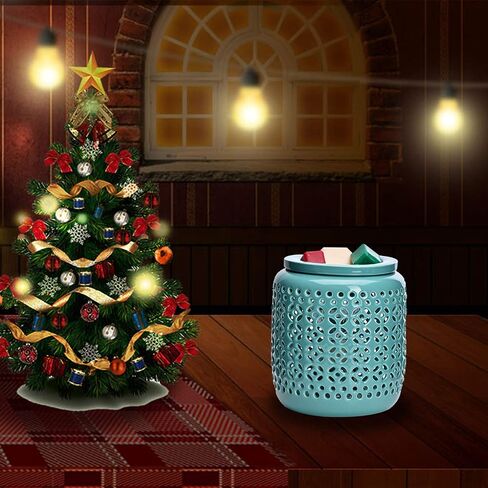 ASAWASA Ceramic Wax Melt Warmer with Timer and Silicone Dish,Candle Wax Warmer for Scented Wax & Essential Oils,Ideal Gift for Home Office Kitchen(Black) in Kuwait