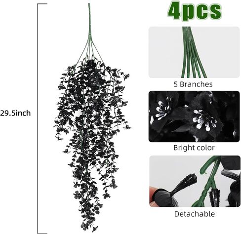 RECUTMS Outdoor Artificial Hanging Flowers 4Pcs Fake Greenery Shrubs UV Resistant Faux Plastic Plants for Farmhouse Kitchen Office Party Summer Decor Indoor (Orange) in Saudi Arabia