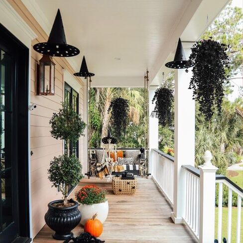 RECUTMS Outdoor Artificial Hanging Flowers 4Pcs Fake Greenery Shrubs UV Resistant Faux Plastic Plants for Farmhouse Kitchen Office Party Summer Decor Indoor (Orange) in Saudi Arabia