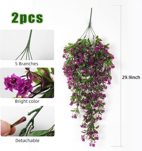 RECUTMS Outdoor Artificial Hanging Flowers 4Pcs Fake Greenery Shrubs UV Resistant Faux Plastic Plants for Farmhouse Kitchen Office Party Summer Decor Indoor (Orange) in Saudi Arabia
