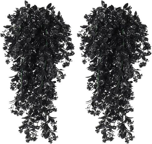 RECUTMS Outdoor Artificial Hanging Flowers 4Pcs Fake Greenery Shrubs UV Resistant Faux Plastic Plants for Farmhouse Kitchen Office Party Summer Decor Indoor (Orange) in Kuwait