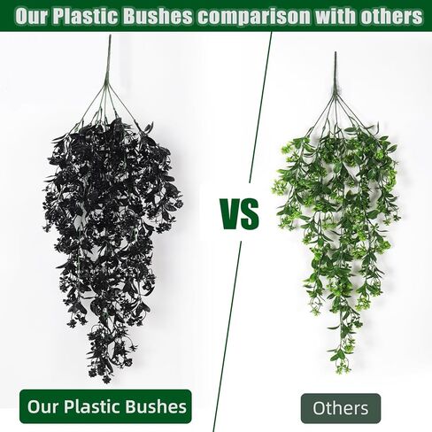 RECUTMS Outdoor Artificial Hanging Flowers 4Pcs Fake Greenery Shrubs UV Resistant Faux Plastic Plants for Farmhouse Kitchen Office Party Summer Decor Indoor (Orange) in Kuwait