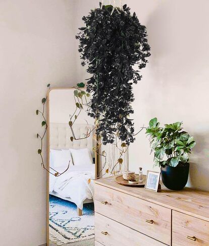 RECUTMS Outdoor Artificial Hanging Flowers 4Pcs Fake Greenery Shrubs UV Resistant Faux Plastic Plants for Farmhouse Kitchen Office Party Summer Decor Indoor (Orange) in Kuwait