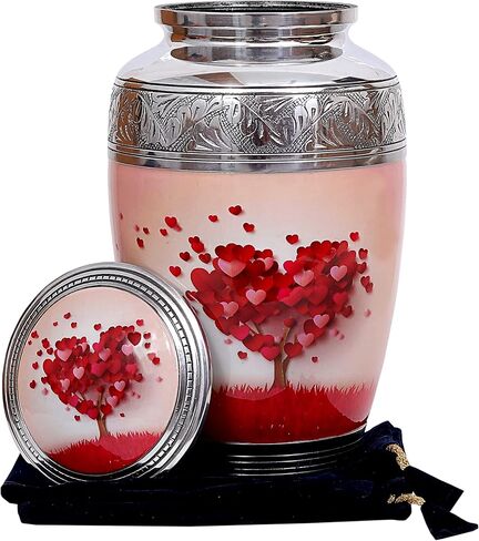 hlc urns Heart Cremation Urn - جرة جنازة للرماد البشري - جرة الدفن مع نقش مفصل - 100٪ ألومنيوم - حجم كبير للبالغين يصل إلى 200 رطل in Kuwait