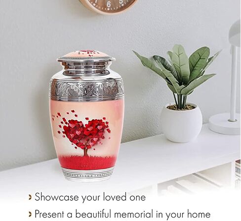 hlc urns Heart Cremation Urn - جرة جنازة للرماد البشري - جرة الدفن مع نقش مفصل - 100٪ ألومنيوم - حجم كبير للبالغين يصل إلى 200 رطل in Kuwait