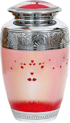 hlc urns Heart Cremation Urn - جرة جنازة للرماد البشري - جرة الدفن مع نقش مفصل - 100٪ ألومنيوم - حجم كبير للبالغين يصل إلى 200 رطل in Kuwait