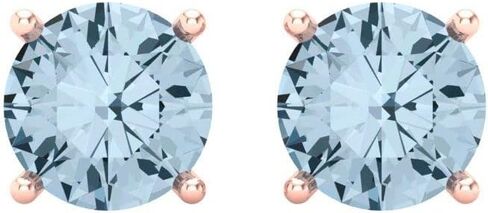 2.94cttw Round Cut Solitaire Genuine Aquamarine Blue Simulated Diamond Unisex Designer Stud Earrings 14k Rose Gold Screw Back in Saudi Arabia