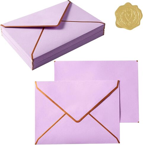50 Pieces A7 Envelopes with Gold Border, 5.24 x 7.21 Inches Envelopes with Gold Stickers for Greeting Cards and Invitation (Sage Green, A7-5x7) in Saudi Arabia