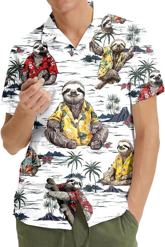 Funny Tropical Opposum Hawaiian Shirt for Men Women, Short Sleeve Button Up Relaxed Fit Casual Hawaiian Shirts for Adults in Saudi Arabia