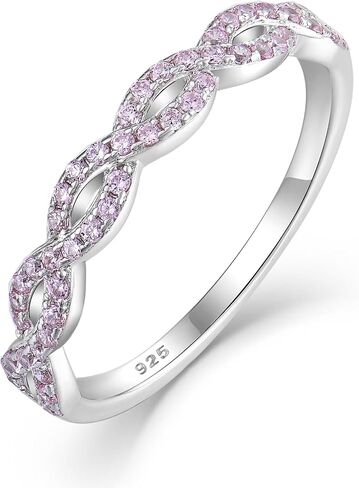 Twisted Stackable Ring 925 Sterling Silver Infinity Ring Round Birthstone Eternity Jewelry for Women in Saudi Arabia