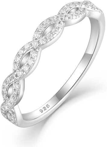 Twisted Stackable Ring 925 Sterling Silver Infinity Ring Round Birthstone Eternity Jewelry for Women in Saudi Arabia