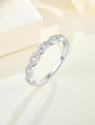 Twisted Stackable Ring 925 Sterling Silver Infinity Ring Round Birthstone Eternity Jewelry for Women in Saudi Arabia