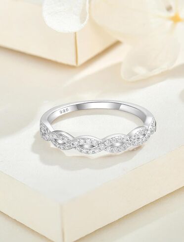 Twisted Stackable Ring 925 Sterling Silver Infinity Ring Round Birthstone Eternity Jewelry for Women in Saudi Arabia