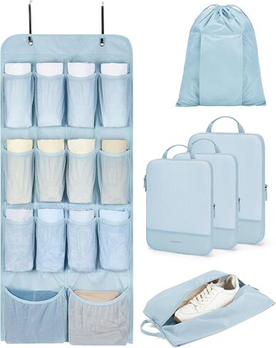 BAGSMART Hanging Compression Packing Cubes for Closet Organizers And Storage, 6 Set Suitcase Organizer Bags Set, Cruise Travel Essentials for Women, Black in Saudi Arabia