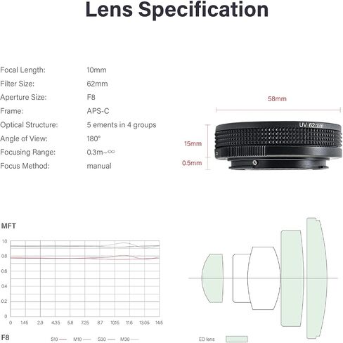 عدسة AstrHori 50 مم F1.4 ذات إطار كامل بفتحة كبيرة 2 في 1 متوافقة مع كاميرا Panasonic LUMIX Olympus Micro 4/3 بدون مرآة G1، G2، G3، G5، G6، G9، GH1، GH2، GH3، GH4 ، GH5، الخ in Saudi Arabia