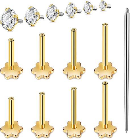 16G 316L الفولاذ المقاوم للصدأ Labret ترصيع للنساء الرجال داخليا الخيوط الشفاه مونرو خواتم الزهور مسطح الغضروف الزنمة اللولب ترصيع القرط تشيكوسلوفاكيا ميدوسا ثقب المجوهرات 6/7/8/10 مللي متر in Saudi Arabia