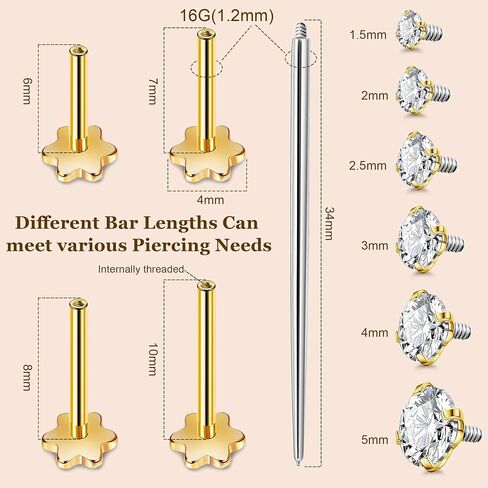 16G 316L الفولاذ المقاوم للصدأ Labret ترصيع للنساء الرجال داخليا الخيوط الشفاه مونرو خواتم الزهور مسطح الغضروف الزنمة اللولب ترصيع القرط تشيكوسلوفاكيا ميدوسا ثقب المجوهرات 6/7/8/10 مللي متر in Saudi Arabia