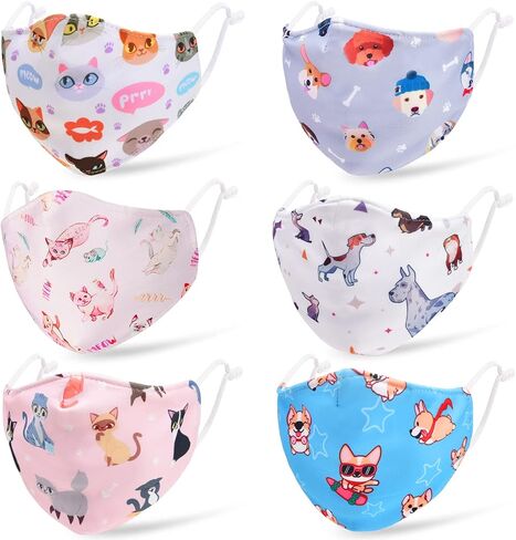 6Pack Kids Face Mask Reusable, Breathable Face Mask for Boys Girls, Adjustable Children Face Mask in Saudi Arabia