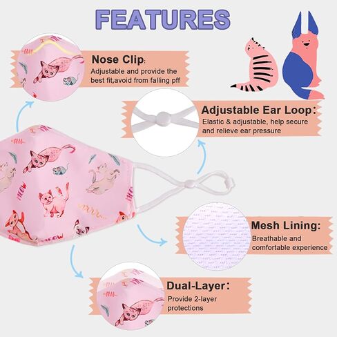 6Pack Kids Face Mask Reusable, Breathable Face Mask for Boys Girls, Adjustable Children Face Mask in Saudi Arabia