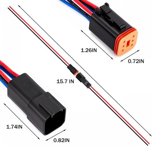 2 Pin waterproof Connector, 2 wire Male Female Plug electric Socket Quick Disconnect Waterproof DT Plug Play adapter with 16 AWG 7.9 inch Wire for Car Truck Motorcycle Marine Boat (5pack)¡­ in Saudi Arabia