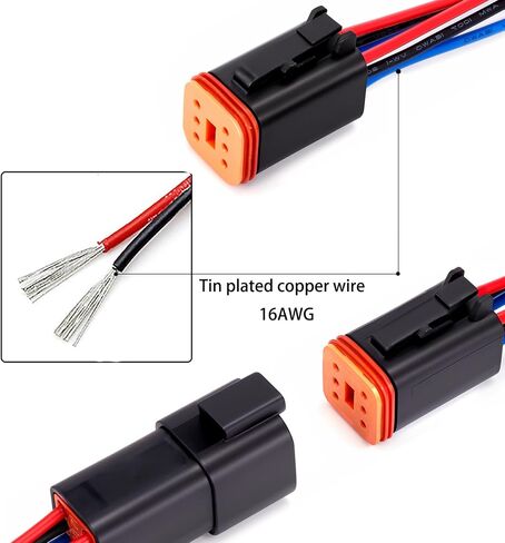 2 Pin waterproof Connector, 2 wire Male Female Plug electric Socket Quick Disconnect Waterproof DT Plug Play adapter with 16 AWG 7.9 inch Wire for Car Truck Motorcycle Marine Boat (5pack)¡­ in Saudi Arabia