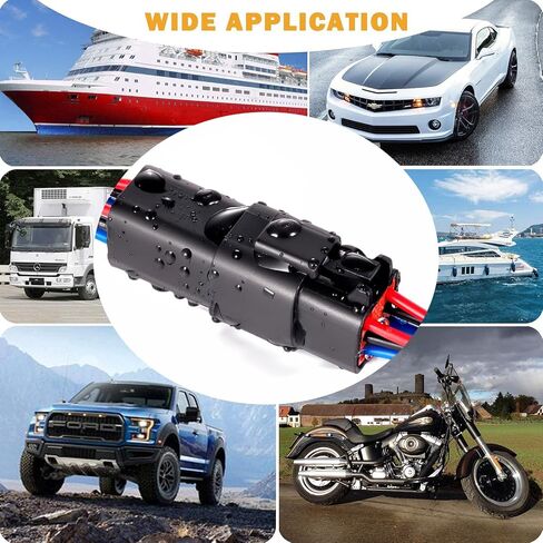2 Pin waterproof Connector, 2 wire Male Female Plug electric Socket Quick Disconnect Waterproof DT Plug Play adapter with 16 AWG 7.9 inch Wire for Car Truck Motorcycle Marine Boat (5pack)¡­ in Saudi Arabia