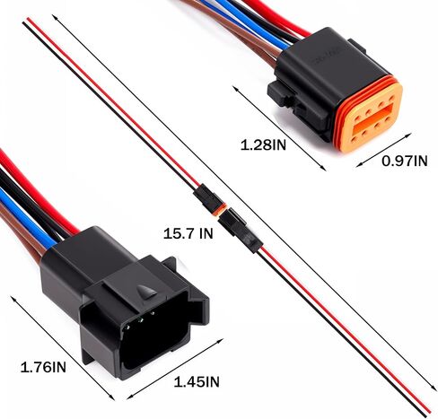 2 Pin waterproof Connector, 2 wire Male Female Plug electric Socket Quick Disconnect Waterproof DT Plug Play adapter with 16 AWG 7.9 inch Wire for Car Truck Motorcycle Marine Boat (5pack)¡­ in Saudi Arabia