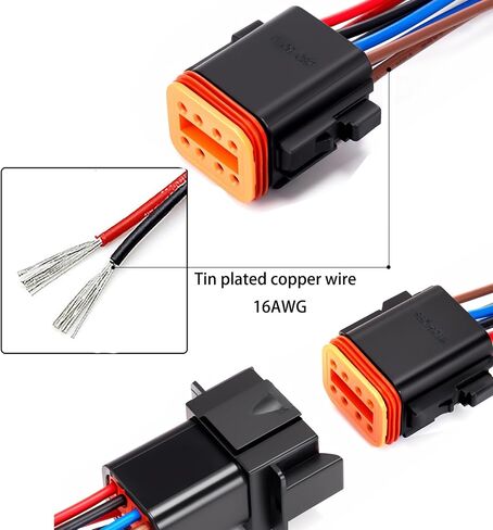 2 Pin waterproof Connector, 2 wire Male Female Plug electric Socket Quick Disconnect Waterproof DT Plug Play adapter with 16 AWG 7.9 inch Wire for Car Truck Motorcycle Marine Boat (5pack)¡­ in Saudi Arabia