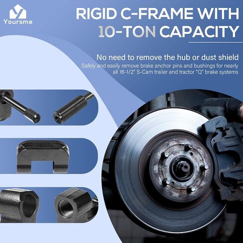 Yoursme 16002 Brake Anchor Pin Press 10 Ton Capacity for Semi Trucks, Works for Class 6-8 Transportation Trucks and Equipment in Saudi Arabia