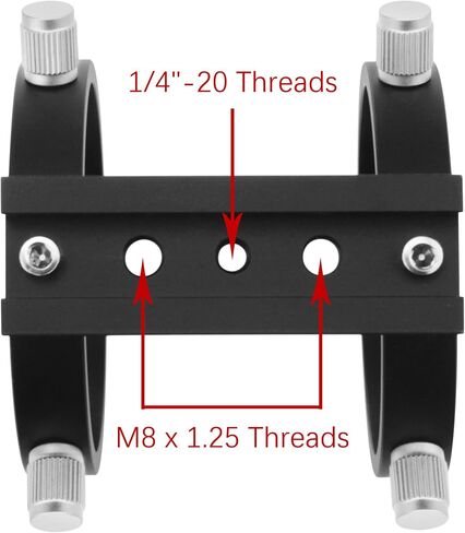 Astromania Adjustable Guide Scope Ring Set with Plate 80 mm Inside Diameter | For Guidescope OTAs 53-79mm Outside Diameter,Teflon Inlays to Protect Telescope,Aluminum Rings Set with Dovetail Mount Plate in Saudi Arabia