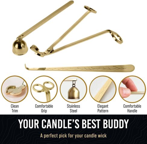 Candle Snuffer and Wick Trimmer with Dipper 3 in 1 Candle Care Kit for Candle Lover (Black) in Kuwait