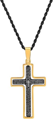 عقد بقلادة متقاطعة من الفولاذ المقاوم للصدأ "Lords Prophet" من الفولاذ المقاوم للصدأ (أسود/ذهبي) in Kuwait