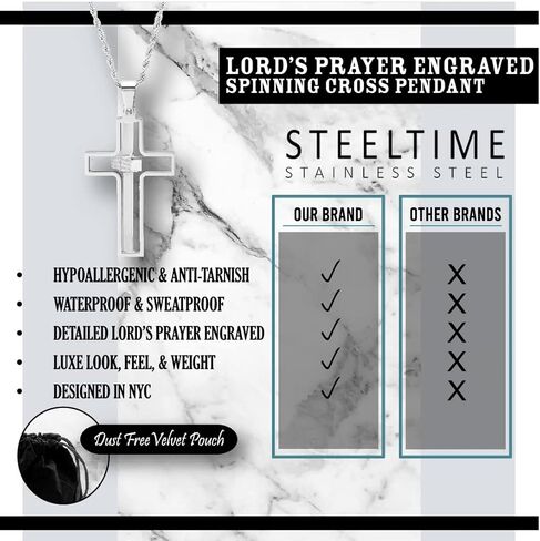 عقد بقلادة متقاطعة من الفولاذ المقاوم للصدأ "Lords Prophet" من الفولاذ المقاوم للصدأ (أسود/ذهبي) in Kuwait