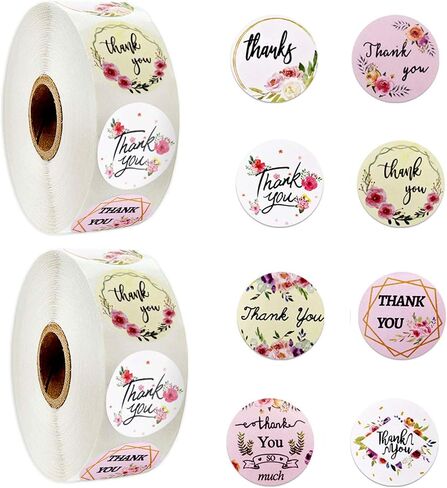Floral Stickers Stickers 1'' 25mm Adhesive Labels,1000pcs Decorative Envelope Seal Stickers for Gifts, Wedding,Birthday, Party,Packaging for Small Business (A-36) in Saudi Arabia