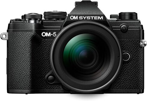 كاميرا OM System OM-5 سوداء بنظام أربعة أثلاث M.Zuiko Digital ED 12-45mm F4.0 PRO kit كاميرا خارجية تصميم مختوم للطقس 5 محاور تثبيت الصورة 50 ميجابكسل لقطة عالية الدقة محمولة باليد in Kuwait