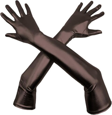 Men's and Women's Shiny Metallic Spandex Opera Party Costume Gloves Wet Look Gloves in Saudi Arabia