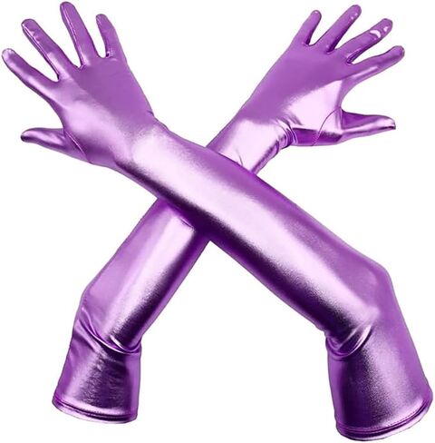 Men's and Women's Shiny Metallic Spandex Opera Party Costume Gloves Wet Look Gloves in Saudi Arabia