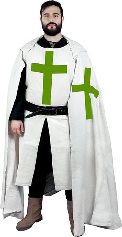 Medieval Knight Cloak & Tunic Templar Hooded Cap Crusader Cloak/Tunic Costumes Cosplay SCA (S-6XL) in Saudi Arabia