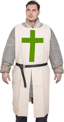 Medieval Knight Cloak & Tunic Templar Hooded Cap Crusader Cloak/Tunic Costumes Cosplay SCA (S-6XL) in Saudi Arabia