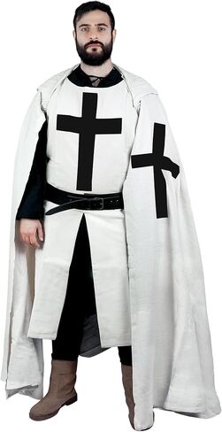 Medieval Knight Cloak & Tunic Templar Hooded Cap Crusader Cloak/Tunic Costumes Cosplay SCA (S-6XL) in Saudi Arabia