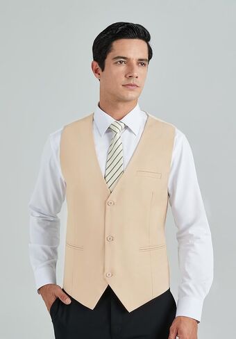 HISDERN Mens Suit Vest Business Formal Dress Vests for Men Solid Color Casual Wedding Tuxedo Party Waistcoat in Saudi Arabia