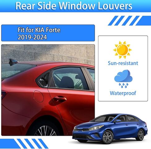 for Kia Forte 2024 2023 2022 2021 2020 2019 Window Louvers Rear Side Window Louvers Air Vent Scoop Shades Cover Blinds Trim Exterior Accessories 2PCS(Carbon Fiber) in Saudi Arabia