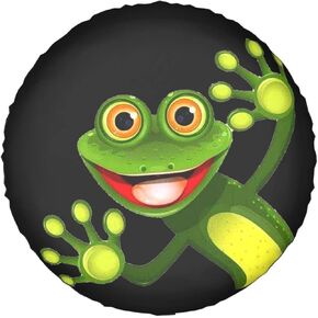 Funny Cartoon Frog Smile Spare Tire Cover Waterproof Dust-Proof Tire Wheel Protectors Universal Fit for Wrangler Rv SUV Truck Travel Trailer Accessories 14" 15" 16" 17"