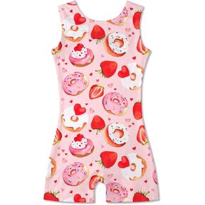Vieille Gymnastics Leotards for Girls Sleeveless Sparkly Biketards Cute Kids Tumbling Dance Practice Outfit
