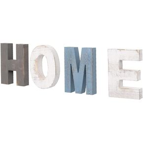 Rustic Wood Home Sign, Decorative Wooden Block Word Signs, Freestanding Wooden Letters, Rustic Home Signs for Home Decor, 16.5 x 5.9 Inches, multicolor