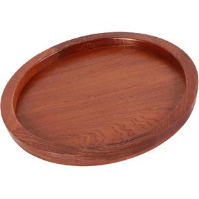 Acacia Wood Serving Tray, 11.8" Round Wooden Decorative Ottoman Tray for Coffee Table Kitchen Counter, Centerpiece Tray for Home Decor Kitchen Decor