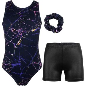 JESKIDS Gymnastics Leotards for Girls Dance Unitards Biketards Matching Shorts Activewear Suits for Girls 4-13 Years