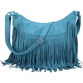 Sunwel Fashion Women هامش Hobo Bag Western محفظة كتف حقيبة نباتية من جلد الغزال شرابة الهبي حقيبة كروسبودي